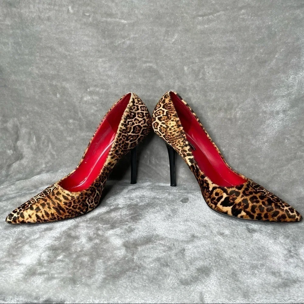 Charles Jourdan Leopard Print Calf Hair Pumps Size 9 Luxury Designer Heels